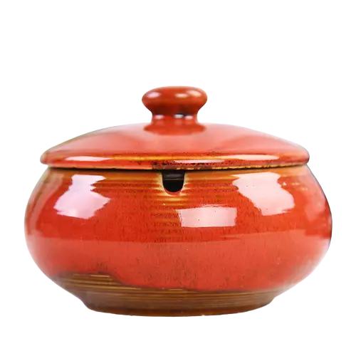Cendrier marocain en céramique - Blanc et rouge